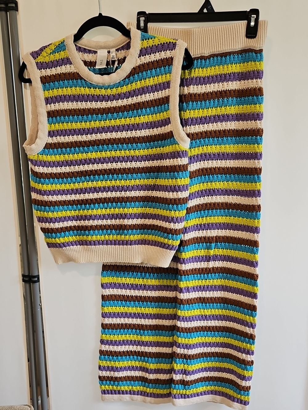 Striped Knit Sweater Tank & Pants Set - Multicolor